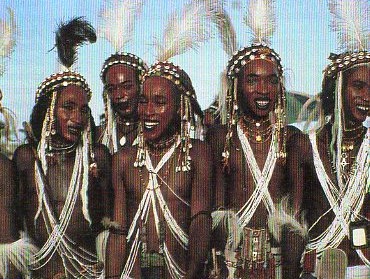 Male tribesmen  in Africa displaying beauty